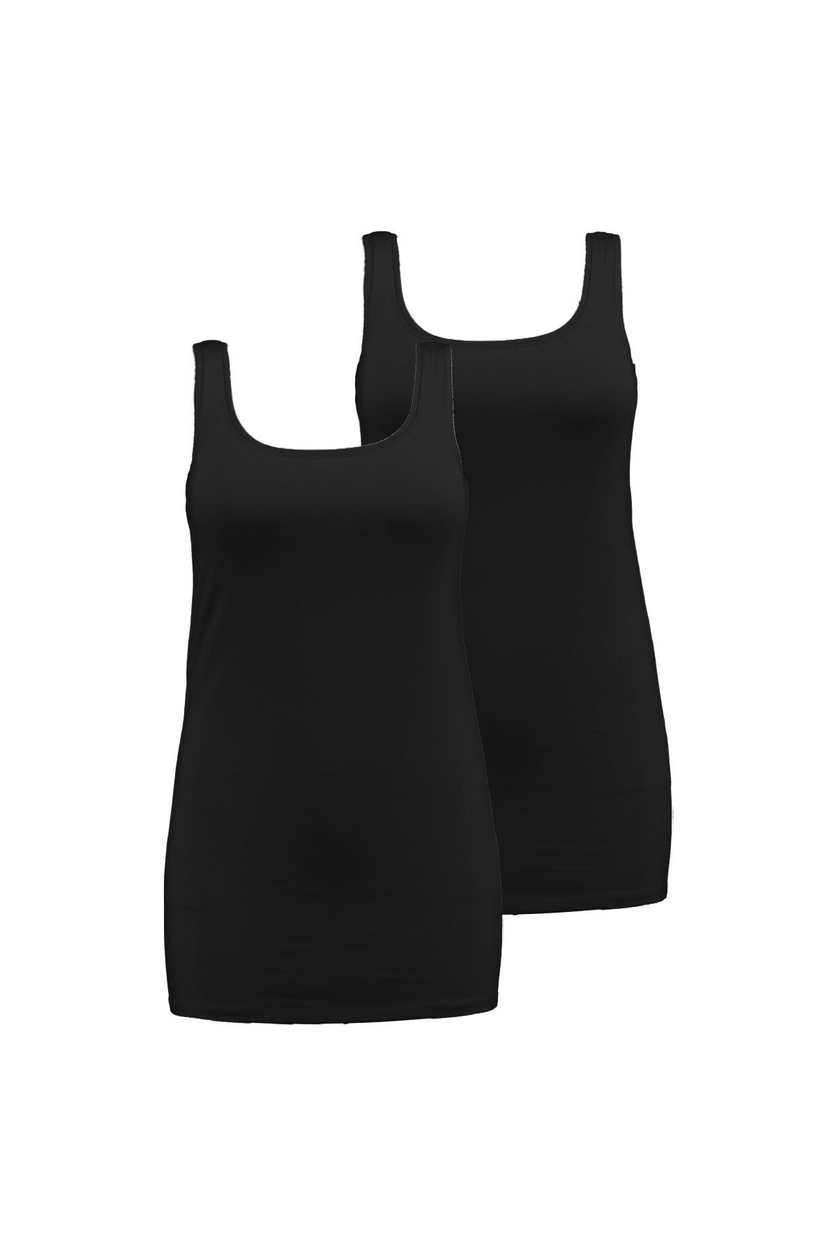 Femmes Debardeur long en coton 2 Noir MS Mode