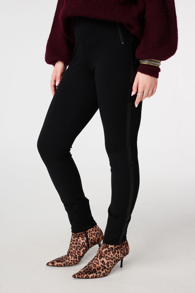 Legging skinny à paillettes et bande latérale image number 5