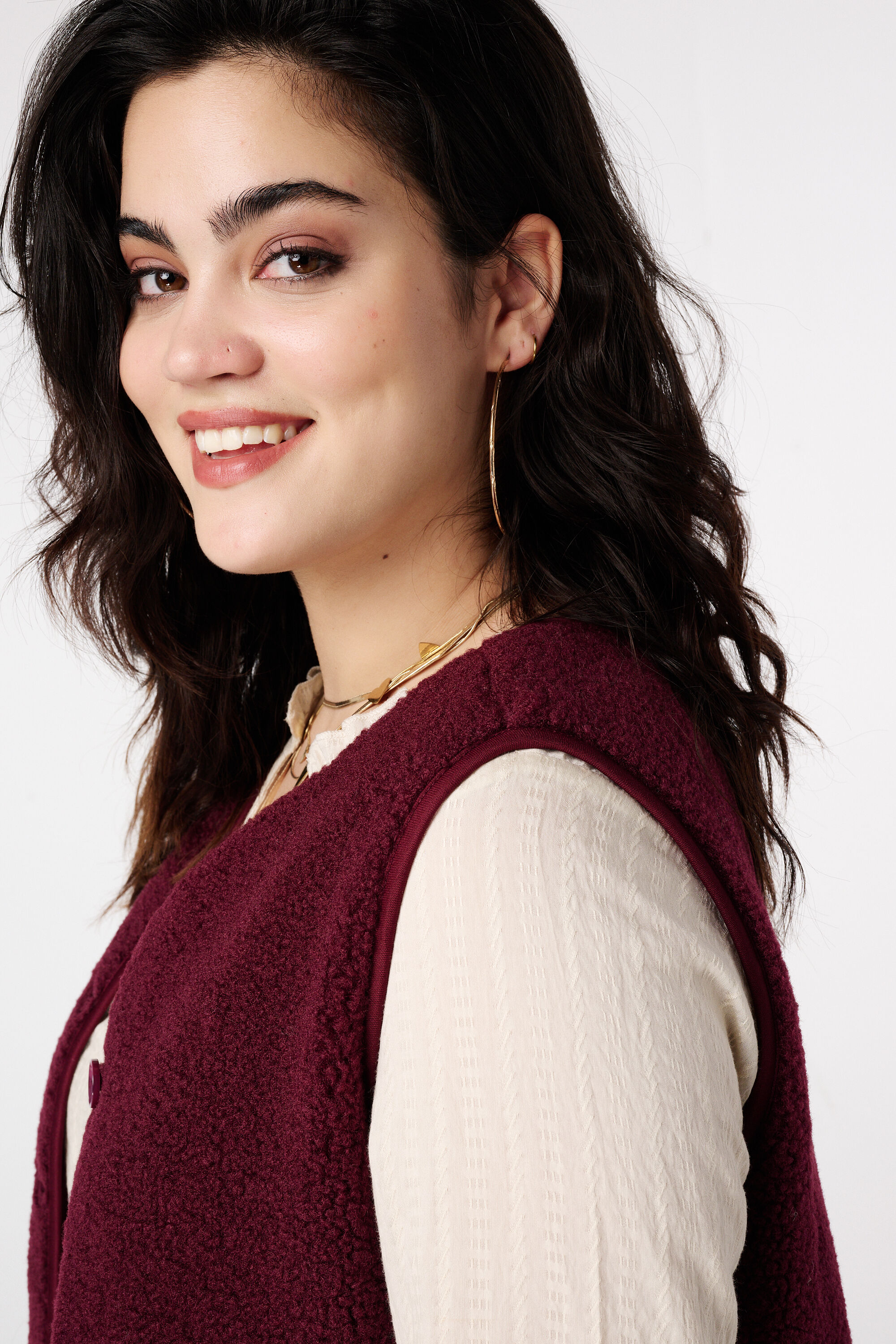 Gilet teddy avec fermeture boutonn&eacute;e image number 4