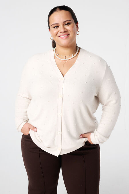 Cardigan avec perles et fermeture à boutons Cardigan avec perles et fermeture à boutons