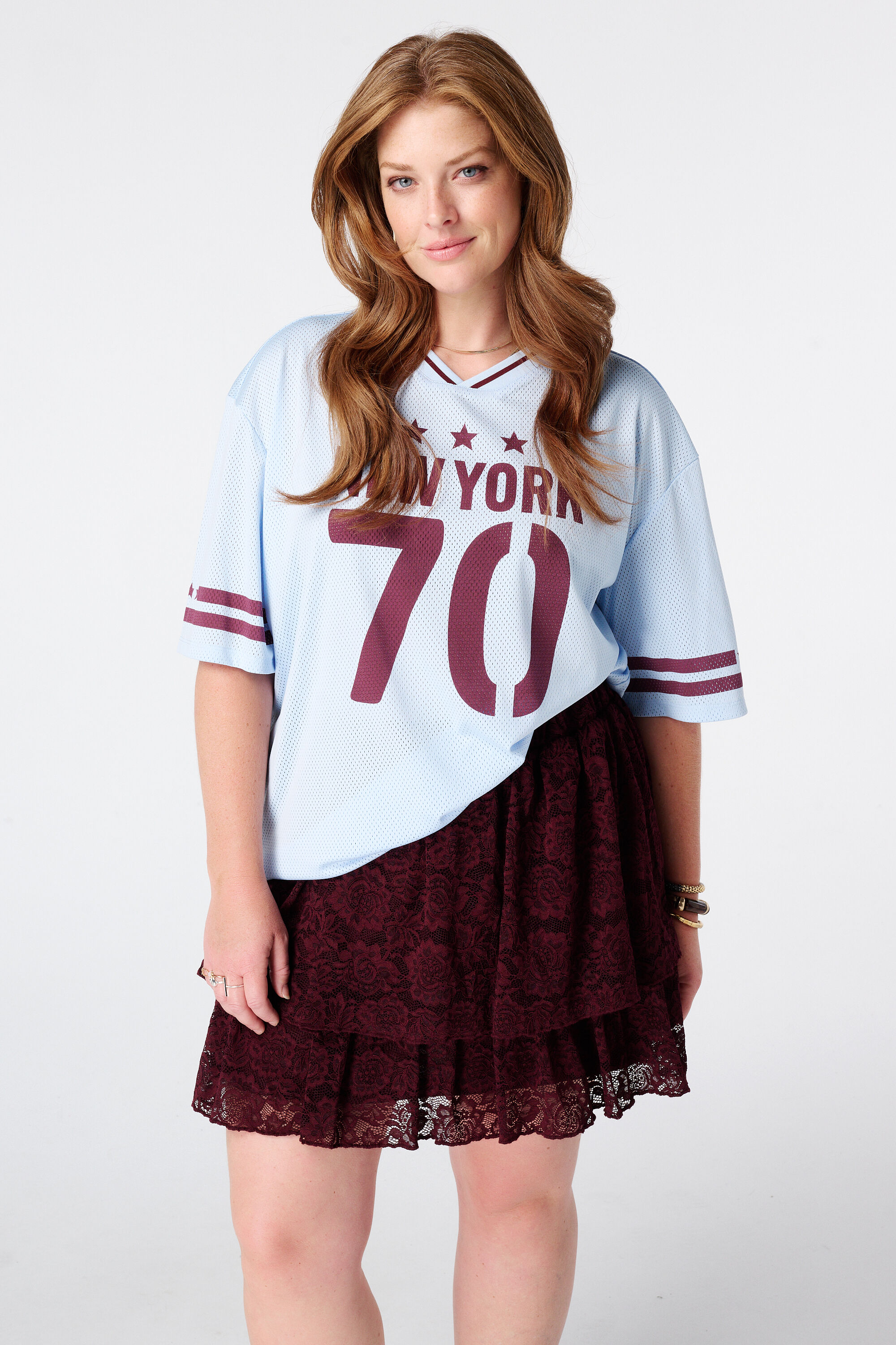 Jersey oversize avec imprim&eacute; sportif