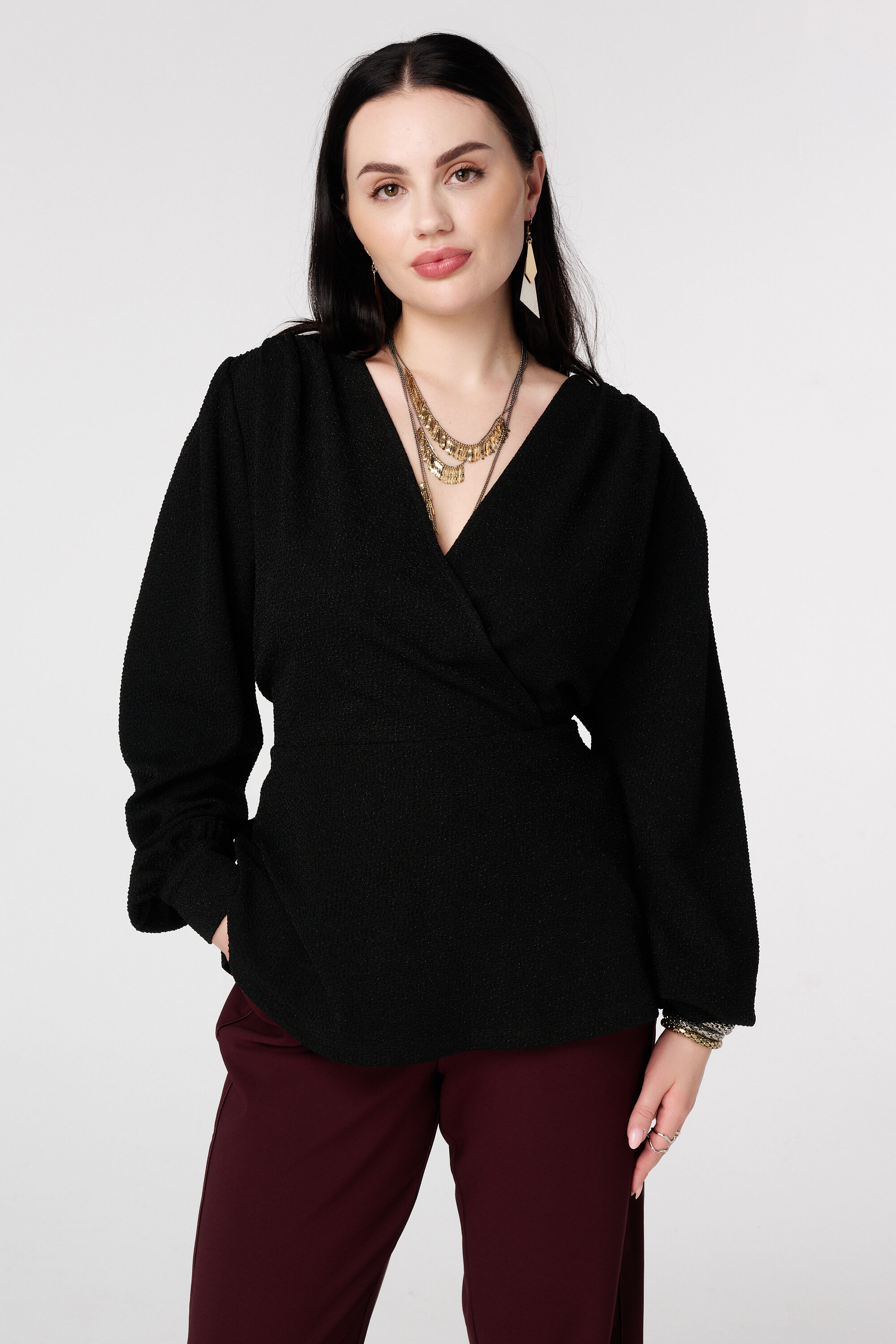 Top paillet&eacute; &agrave; effet cache-c&oelig;ur