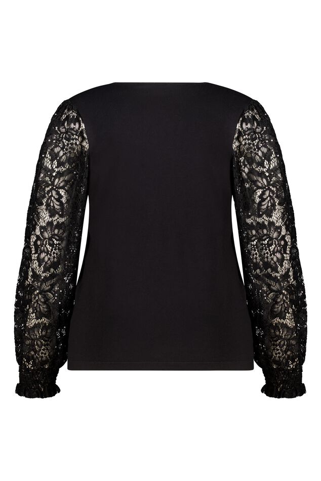 Pull à manches en dentelle et paillettes image number 2