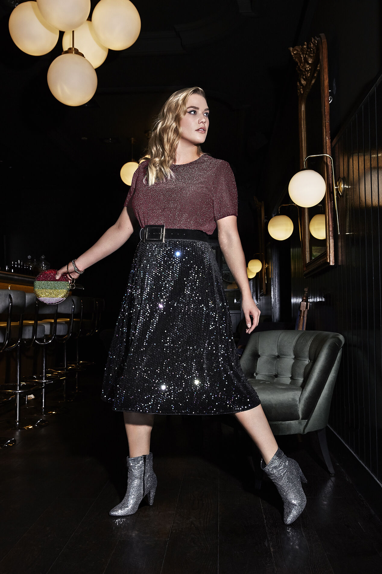 Femmes Jupe longue a paillettes MS Mode