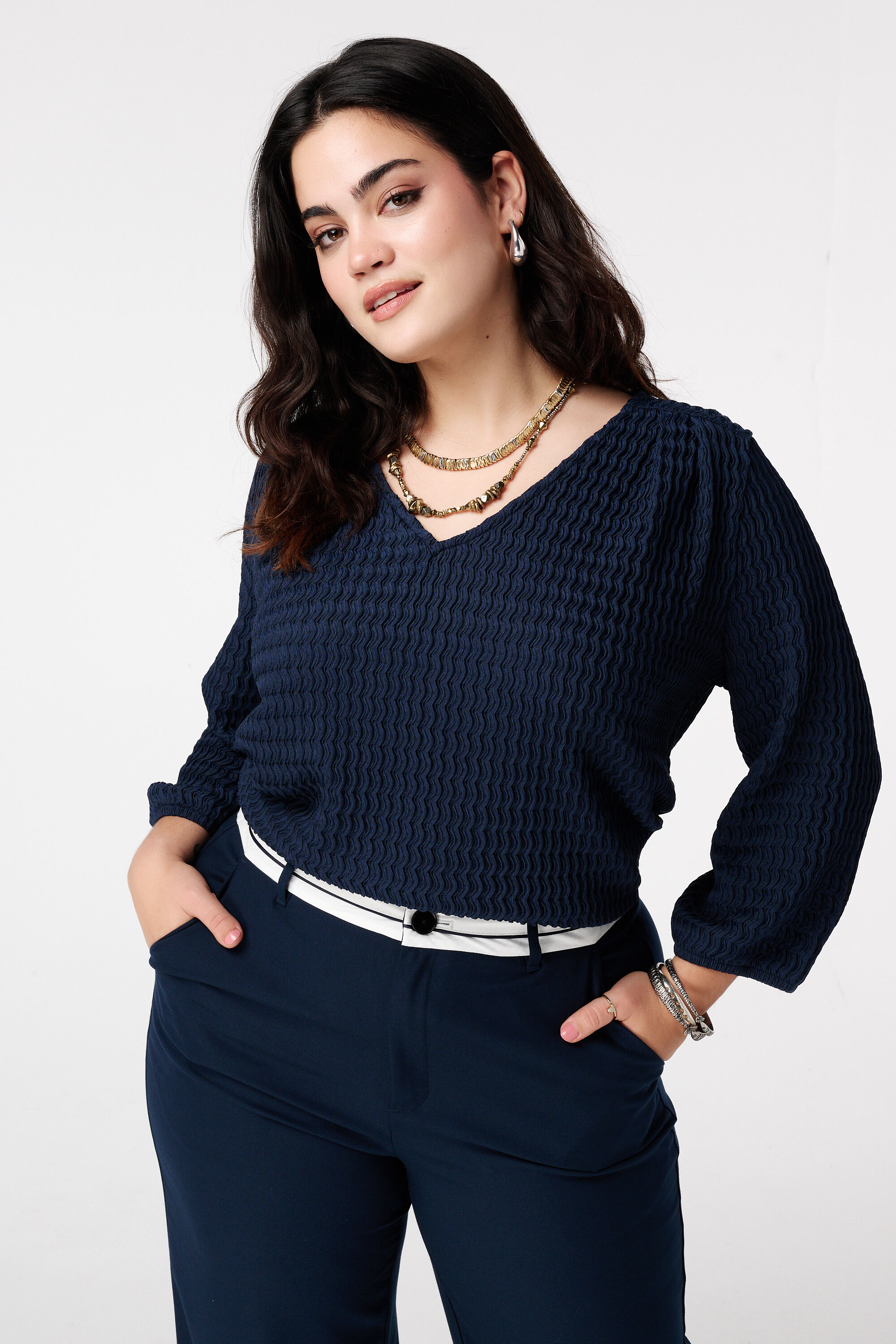 Haut en jersey &agrave; structure