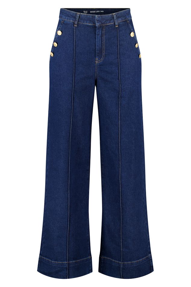 Jean à jambes évasées avec surpiqûres fantaisie image number 1