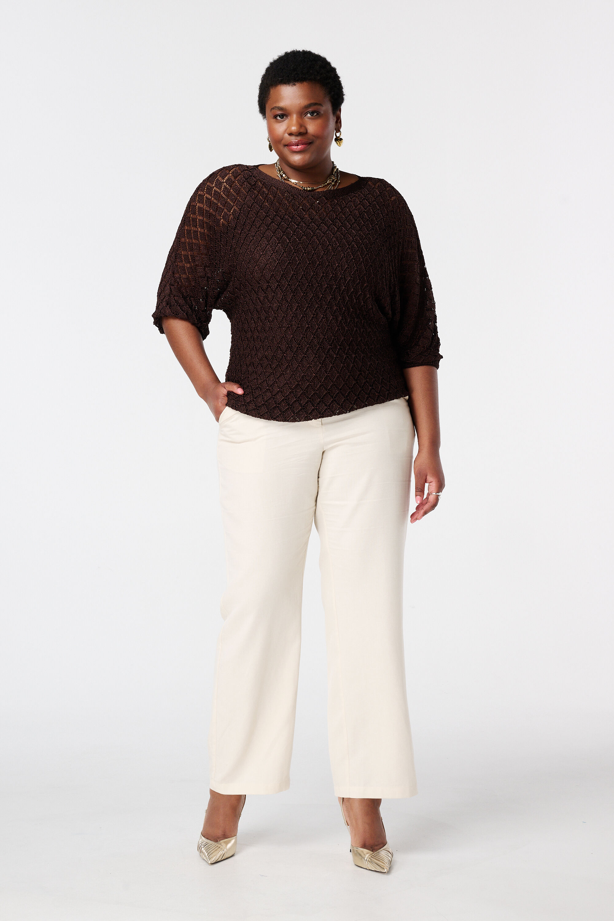 Pull crochet&eacute; avec lurex image number 5