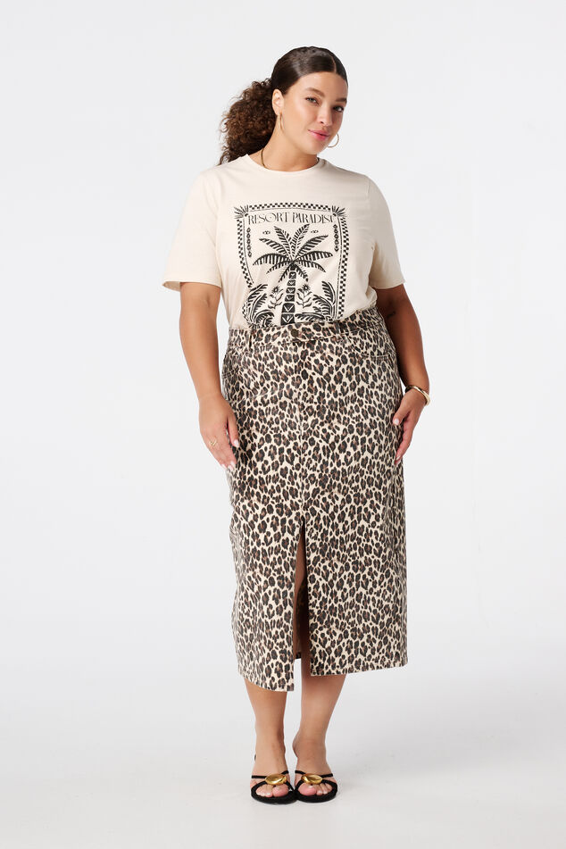 Jupe en denim avec imprimé panthère image number 0