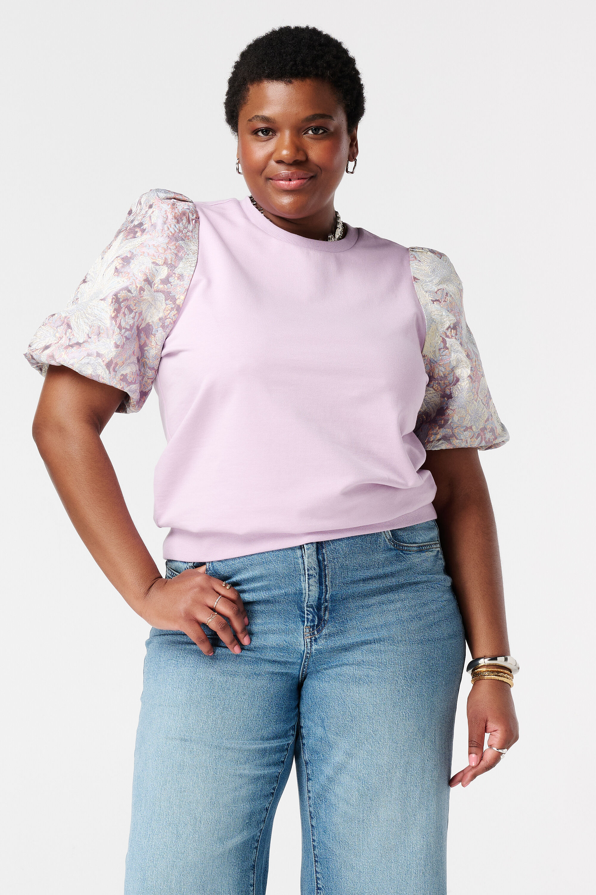 Haut avec manches en jacquard