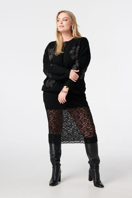 Jupe midi en dentelle avec jupon Jupe midi en dentelle avec jupon
