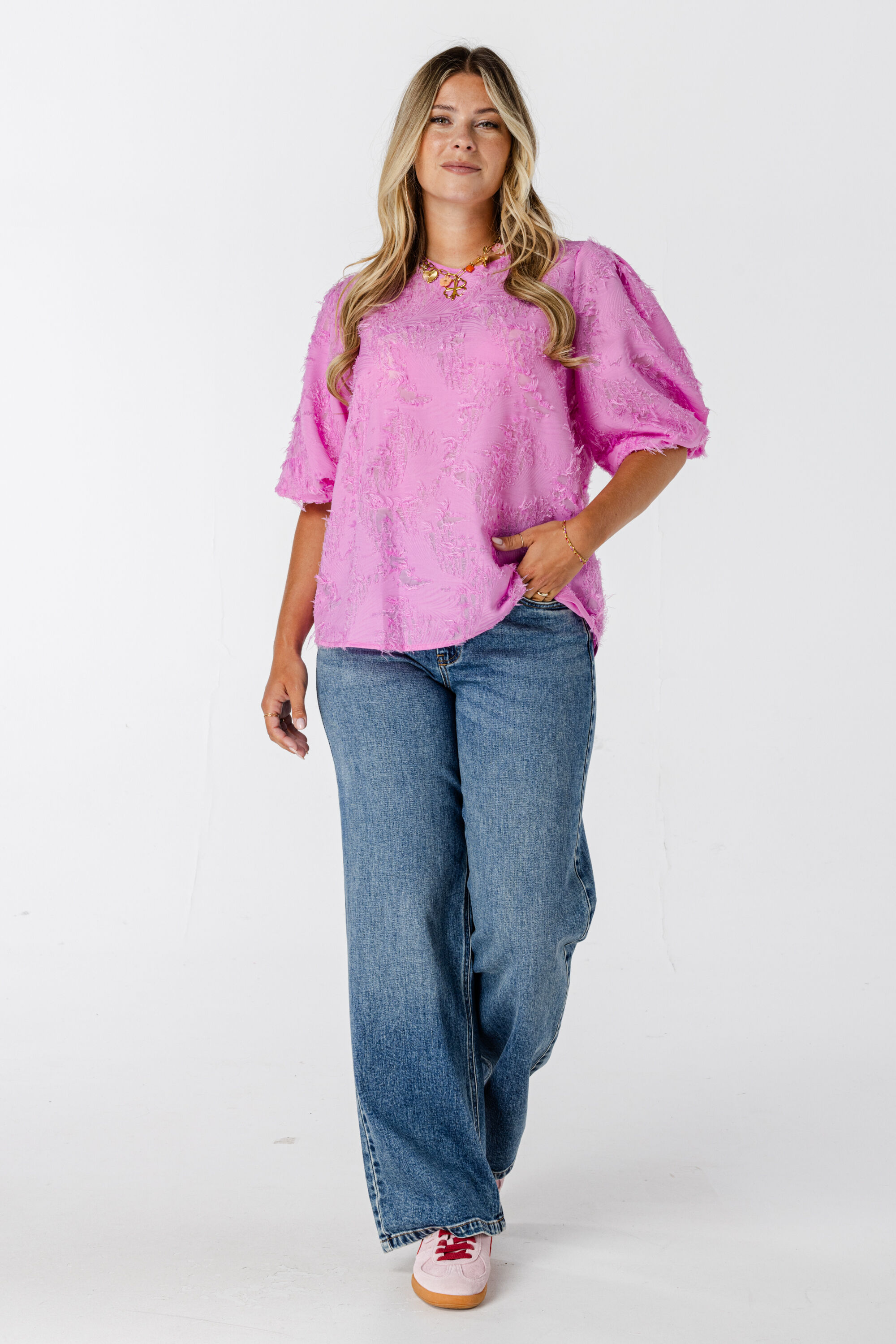 Chemisier &agrave; manches courtes bouffantes image number 6