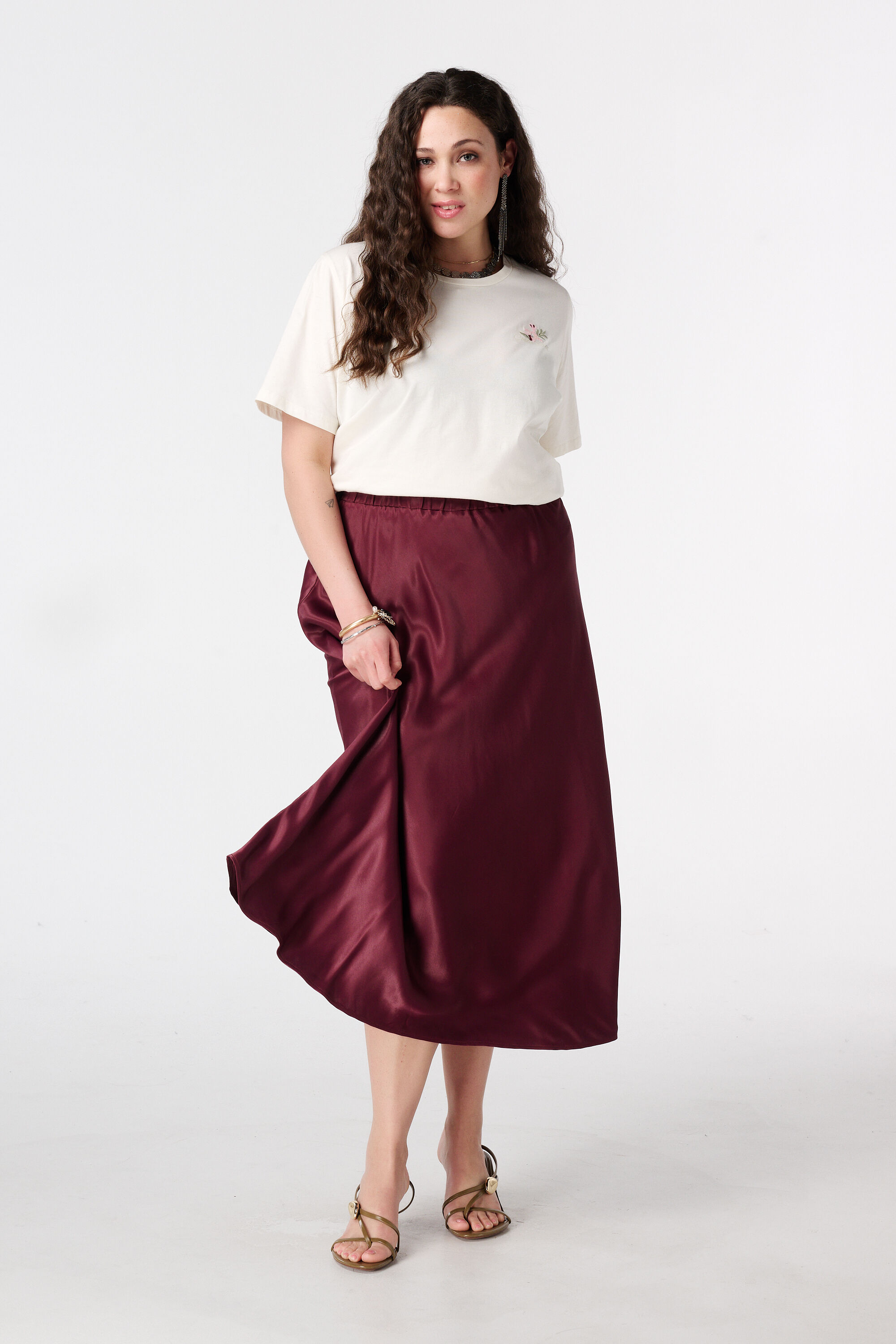 Jupe midi en satin image number 6