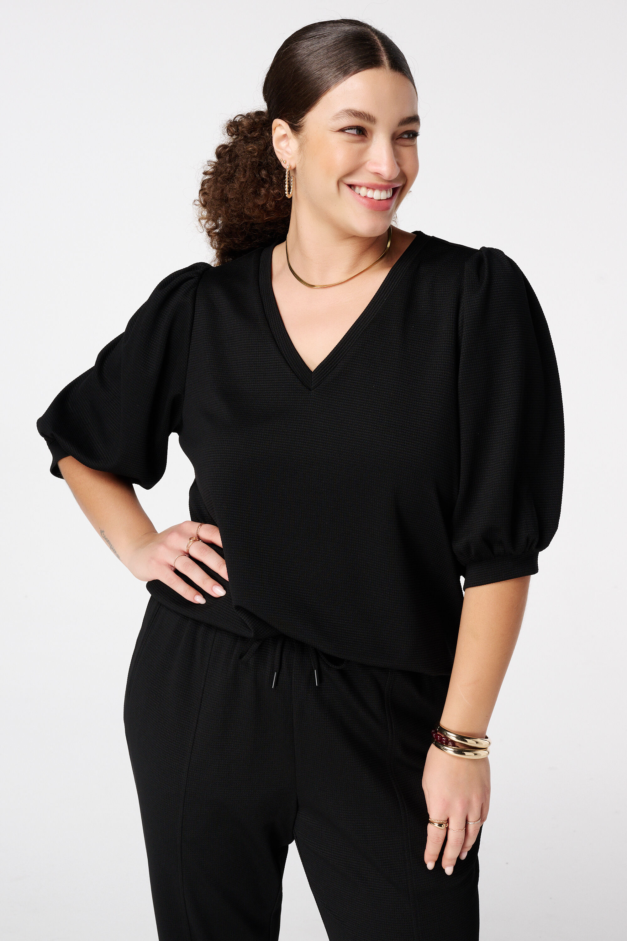 Top &agrave; manches bouffantes