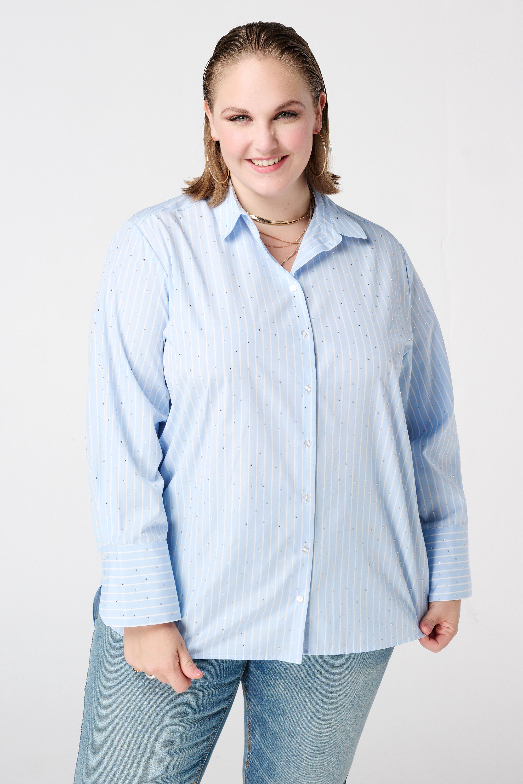 Chemisier ray&eacute; avec d&eacute;tails strass