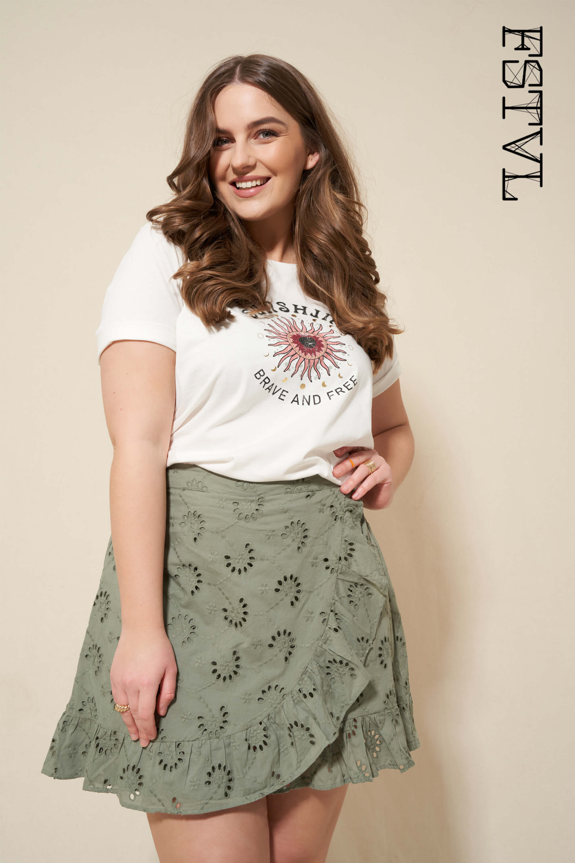 Femmes Jupe short avec broderie anglaise MS Mode