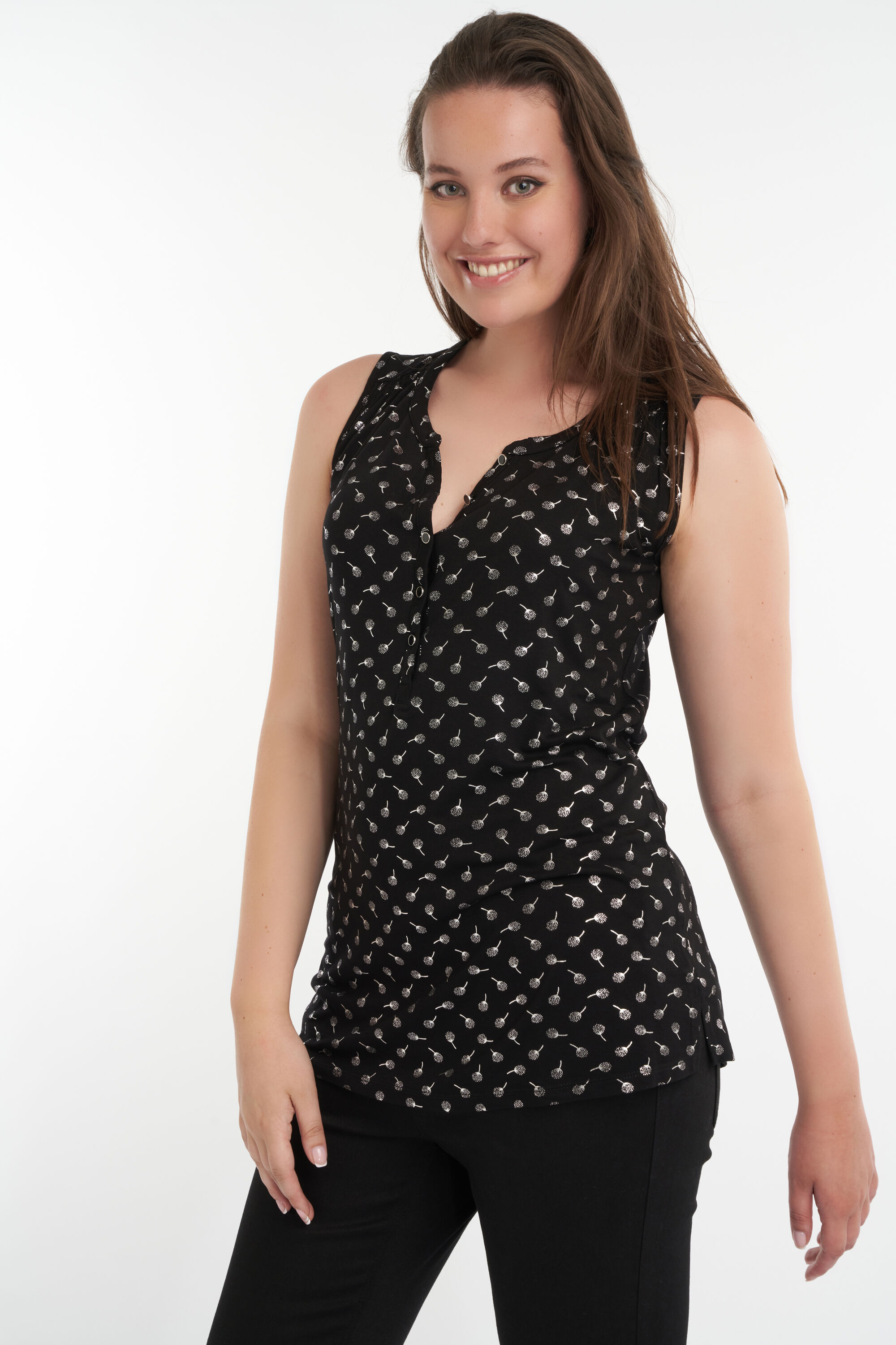 Haut sans manches et &agrave; imprim&eacute;