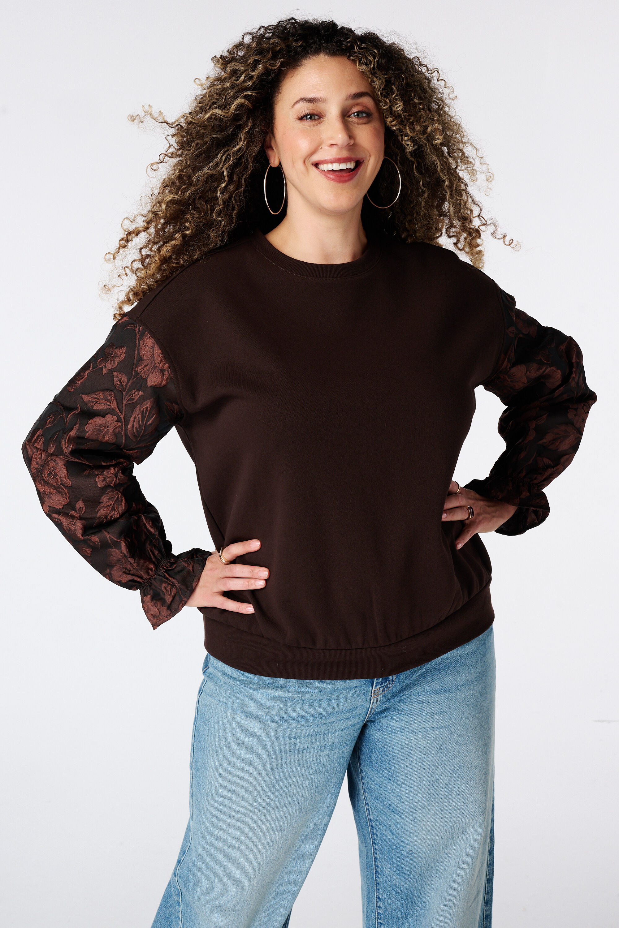 Sweat &agrave; manches jacquard