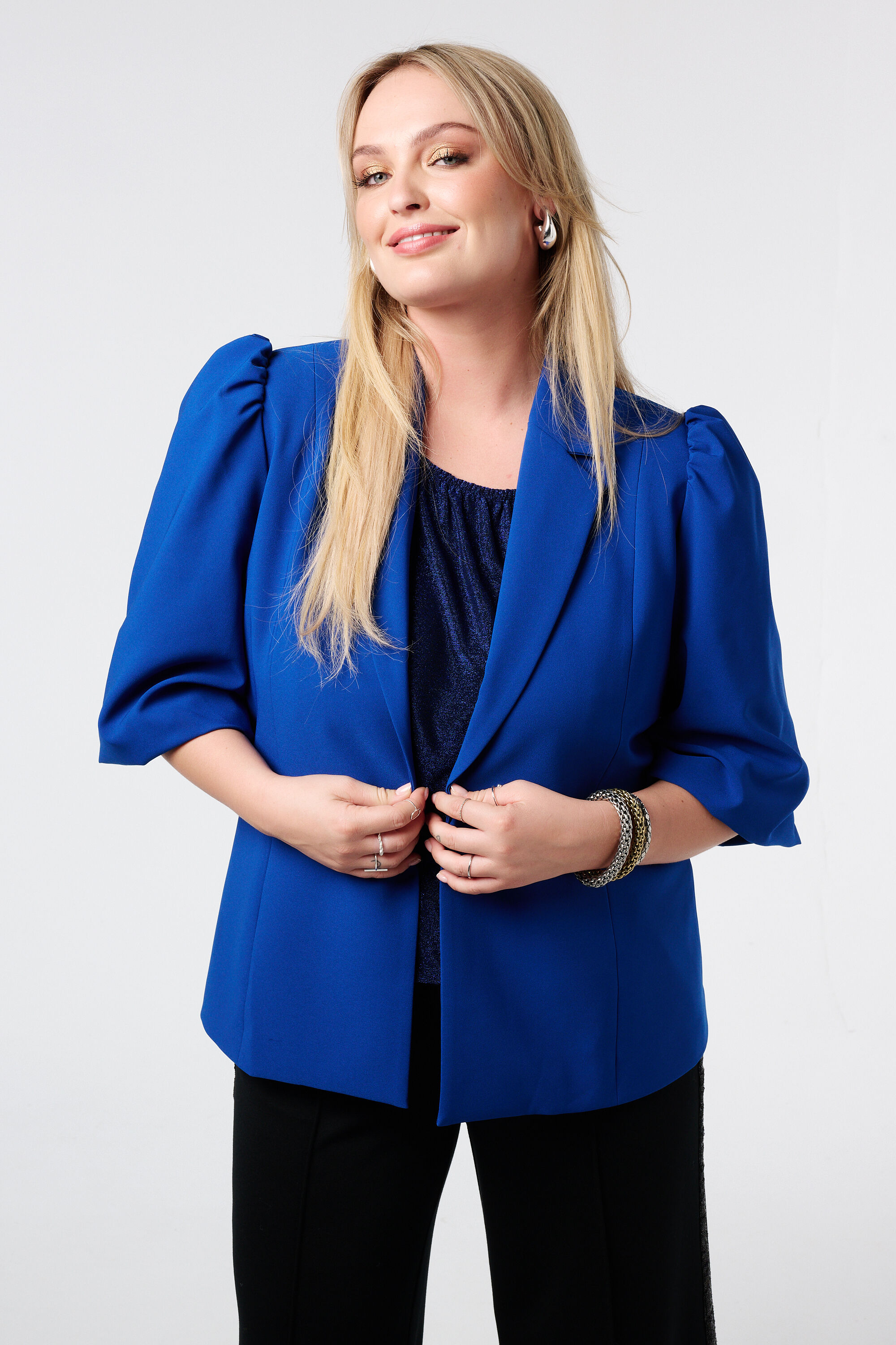 Blazer &agrave; manches bouffantes