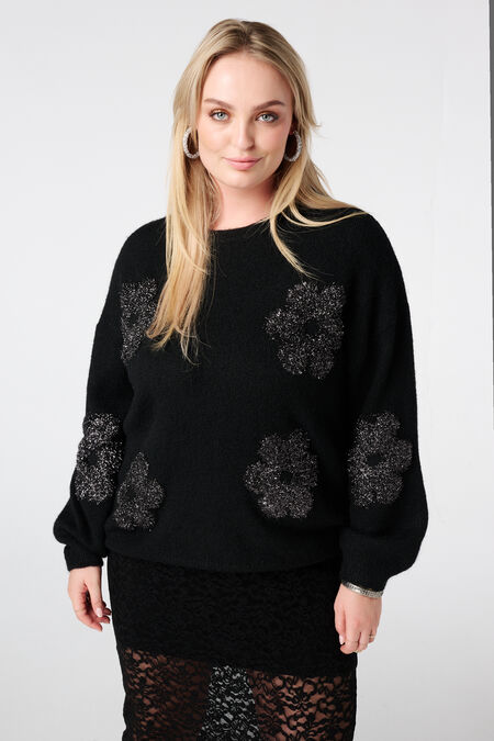 Pull avec fleurs douces en lurex Pull avec fleurs douces en lurex