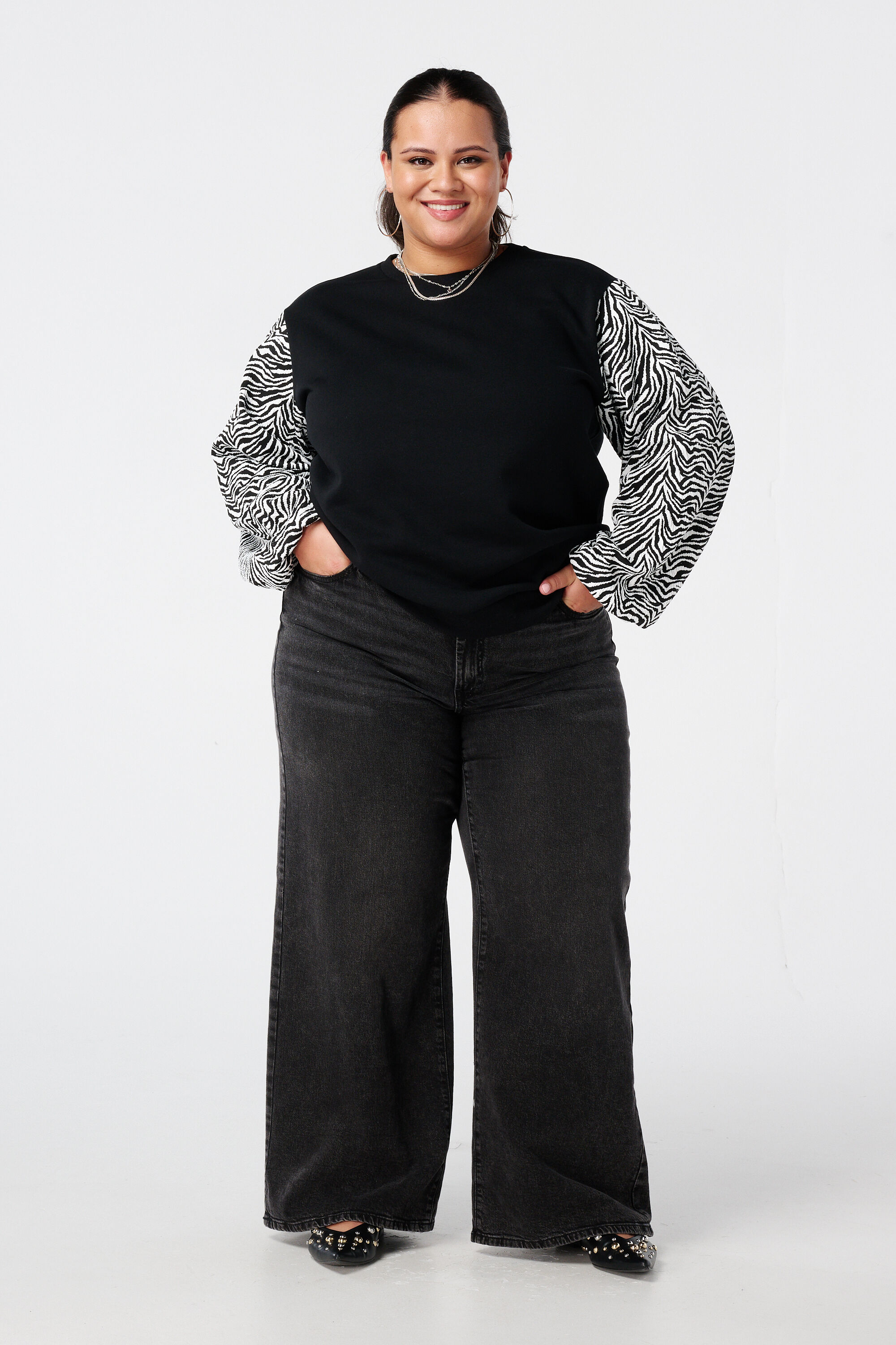 Sweat &agrave; manches ballon avec imprim&eacute; image number 5