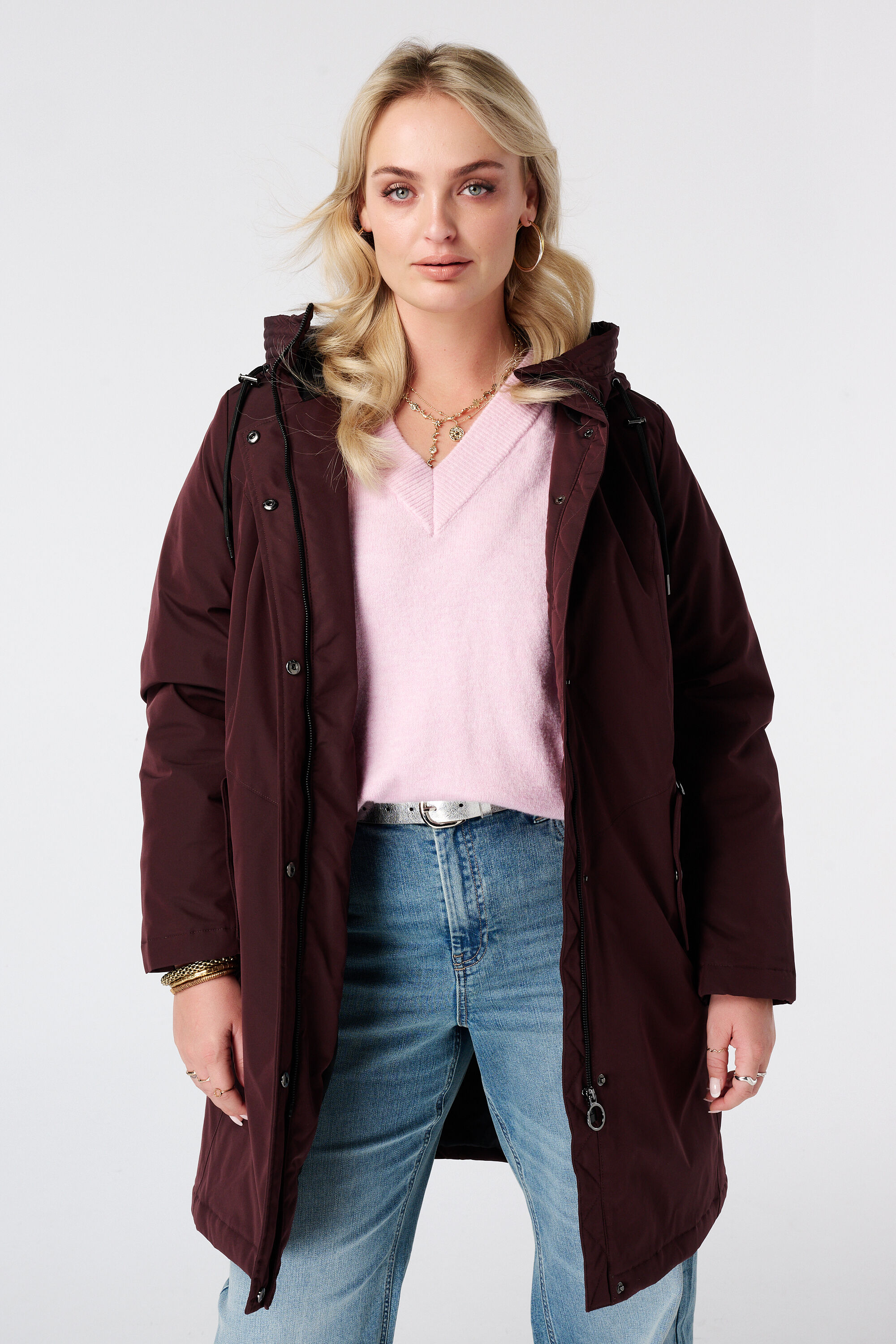 Manteau long doubl&eacute; avec capuche