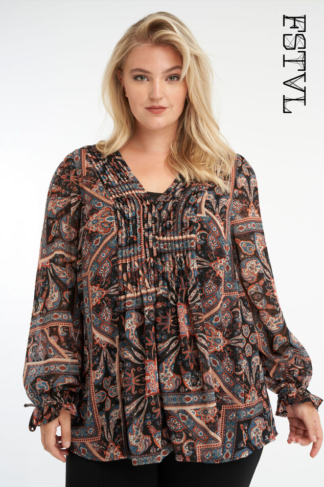 Chemisier à imprimé cachemire avec un col en V  image number 0