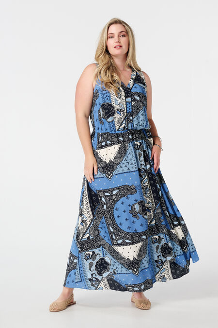 Robe longue sans manches à imprimé cachemire Robe longue sans manches à imprimé cachemire