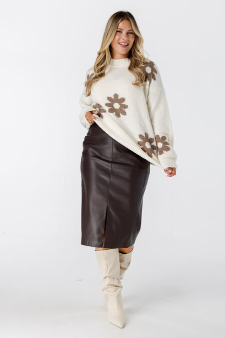 Jupe midi en simili cuir PU Jupe midi en simili cuir PU