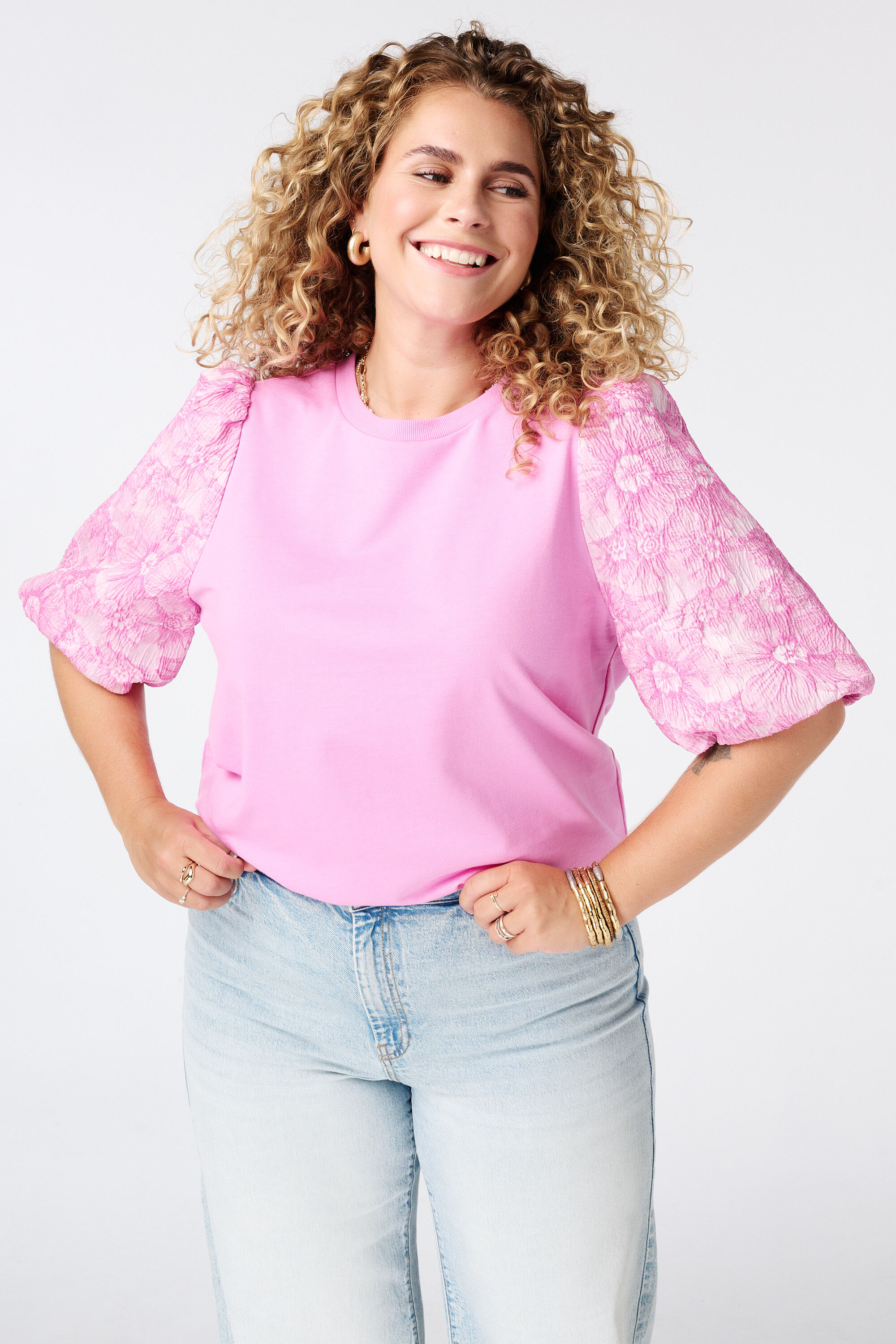Haut avec manches en jacquard
