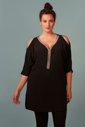 Chemisier avec &eacute;paules ajour&eacute;es