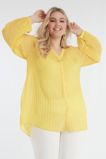 Chemisier jaune pliss&eacute;