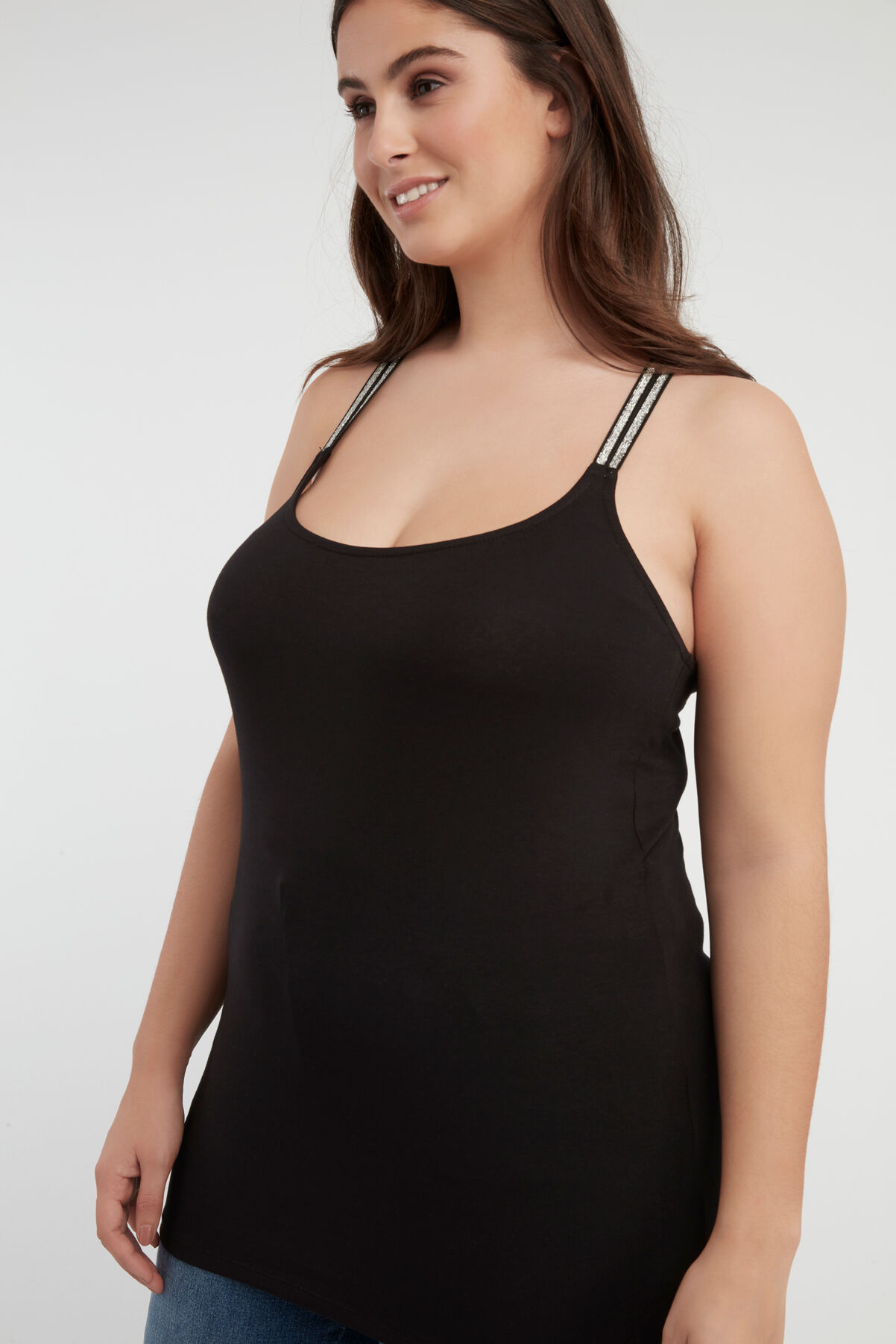 Haut avec des bretelles crois&eacute;es en lurex image number 0