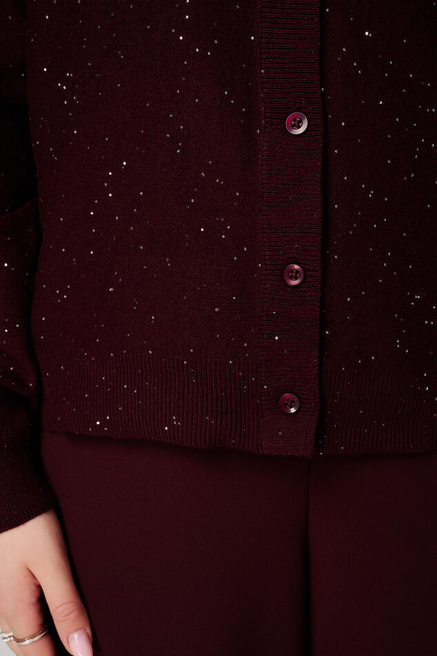 Cardigan finement tricoté avec mini paillettes image number 6