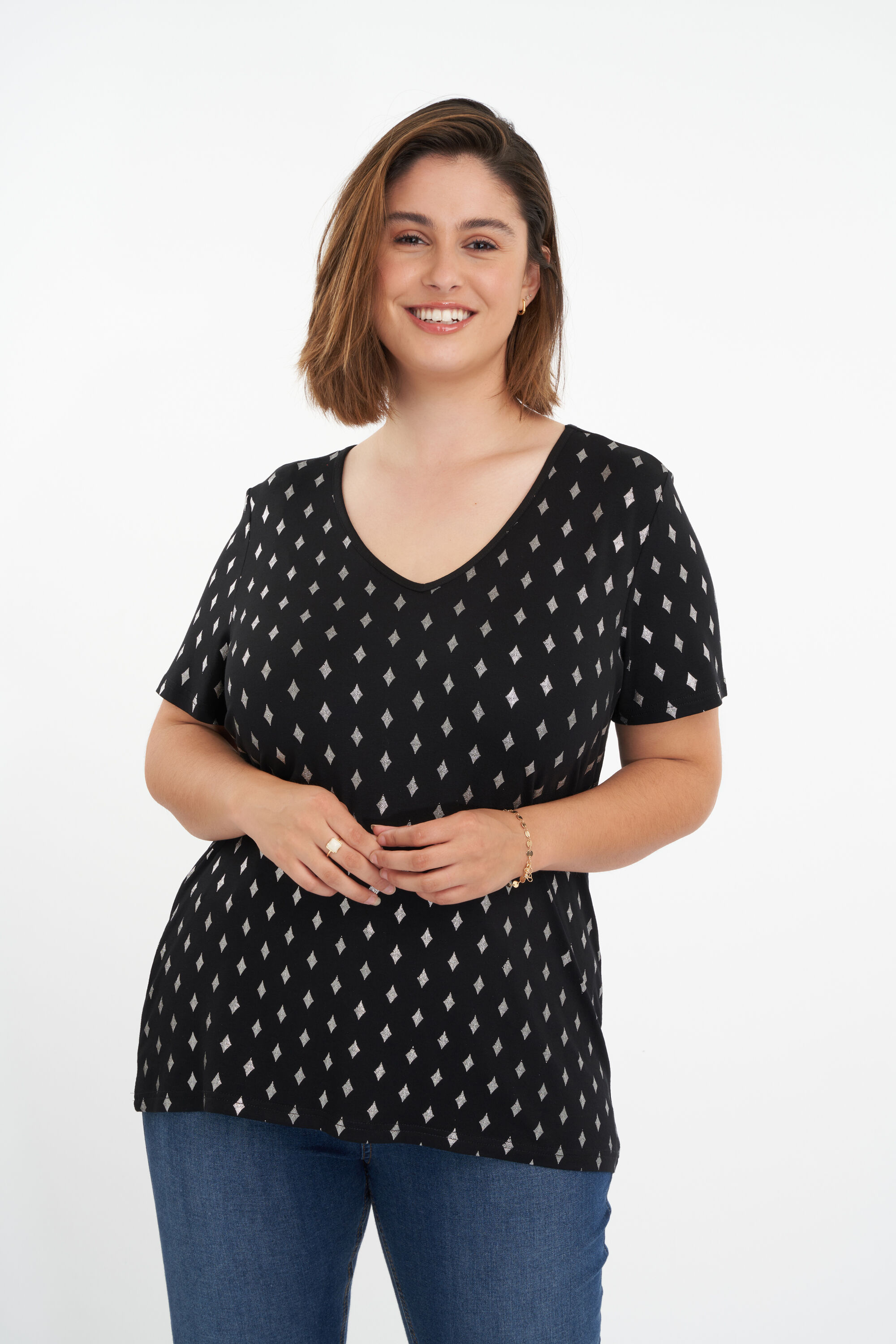 T-shirt &agrave; imprim&eacute; brillant