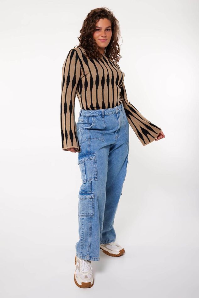 Jean cargo en denim image number 0