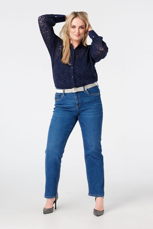 Top avec dentelle et paillettes image number 0