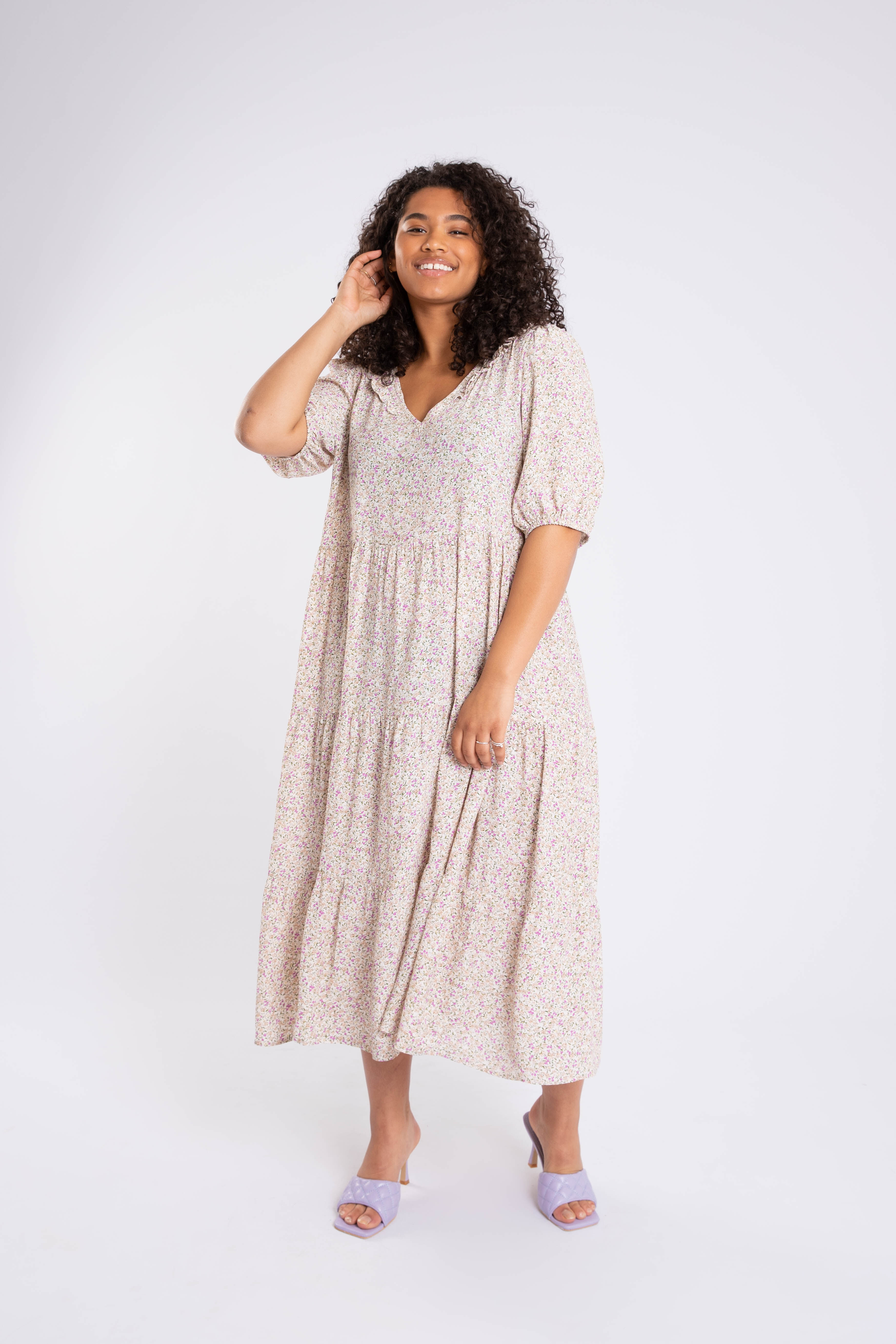 Robe coupe trap&egrave;ze &agrave; imprim&eacute;  image number 7