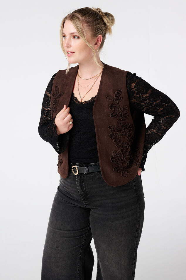 Gilet en suède avec broderies image number 0