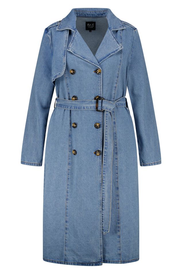 Trench en jean avec ceinture image number 1
