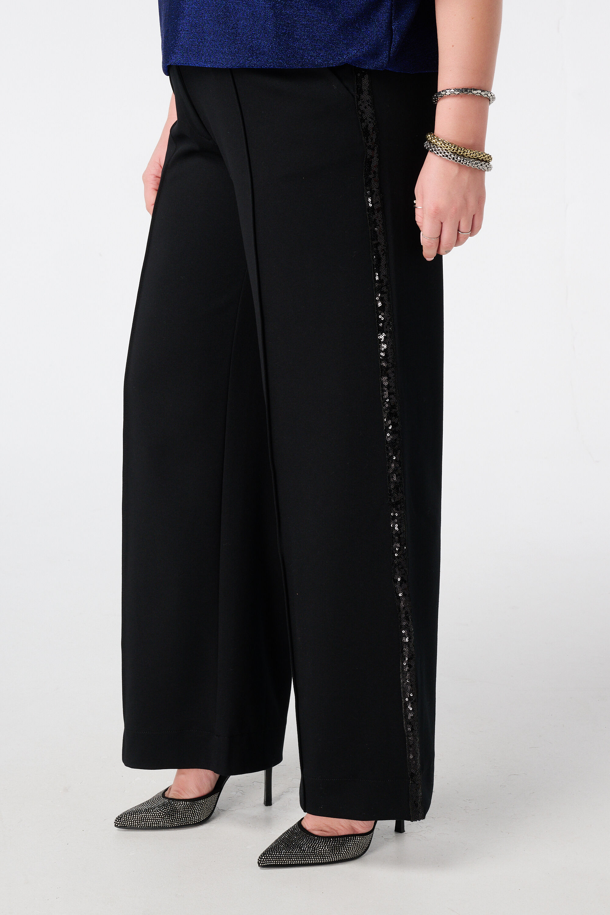 Pantalon large stretch avec bande lat&eacute;rale image number 5