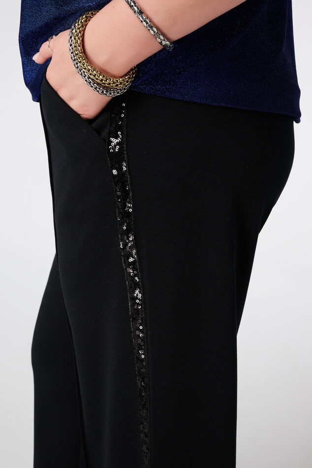 Pantalon large stretch avec bande latérale image number 4