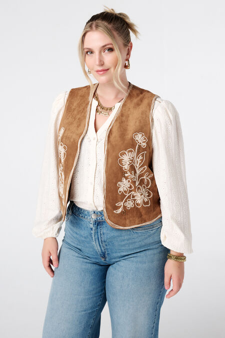 Gilet en suède avec broderies Gilet en suède avec broderies
