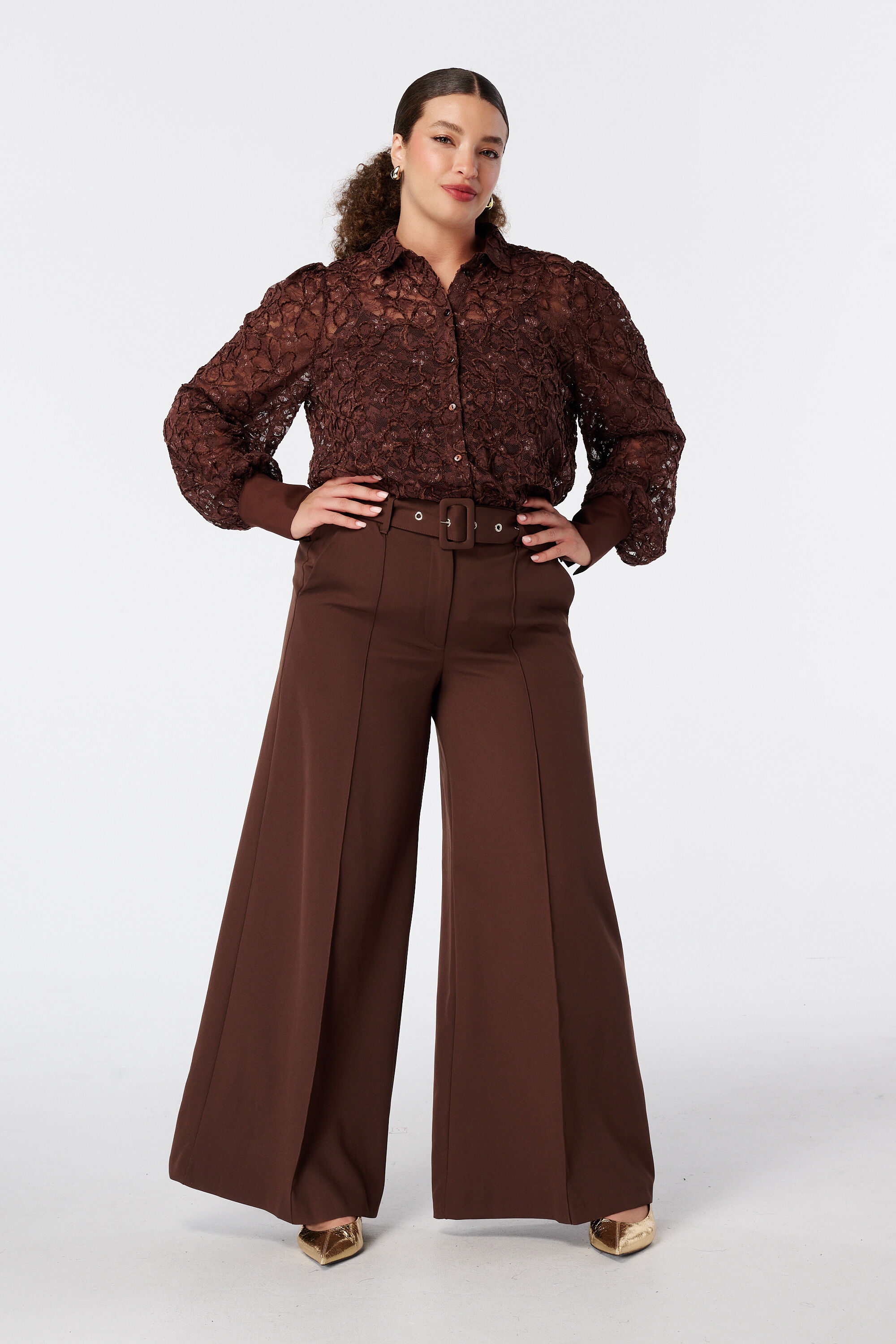 Pantalon large avec ceinture