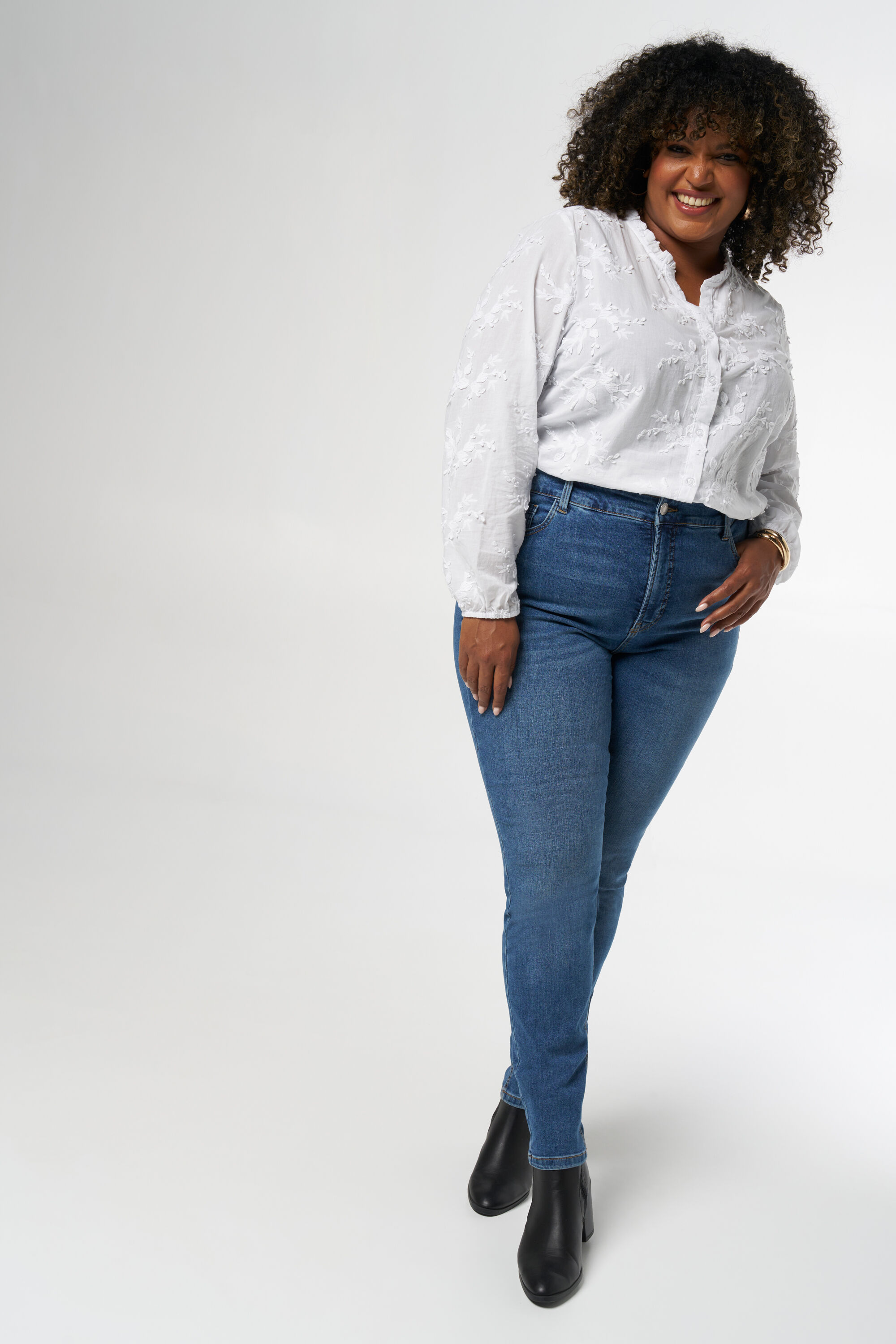 Femmes Jean skinny a taille haute Stonewash Denim MS Mode