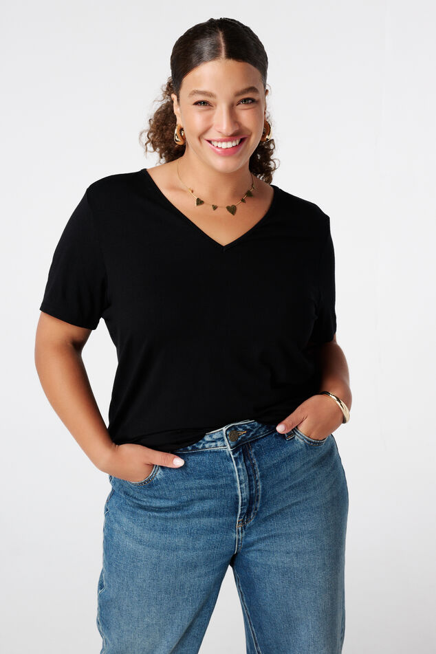 T-shirt à col en V image number 0