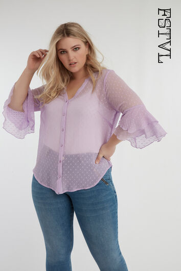 Chemisier lilas &agrave; pois
