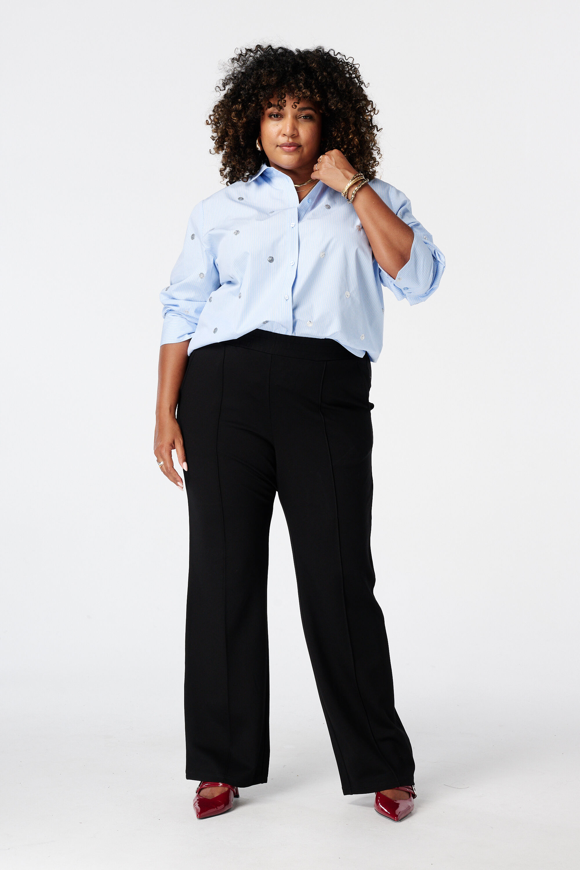 Pantalon wide leg avec taille &eacute;lastique