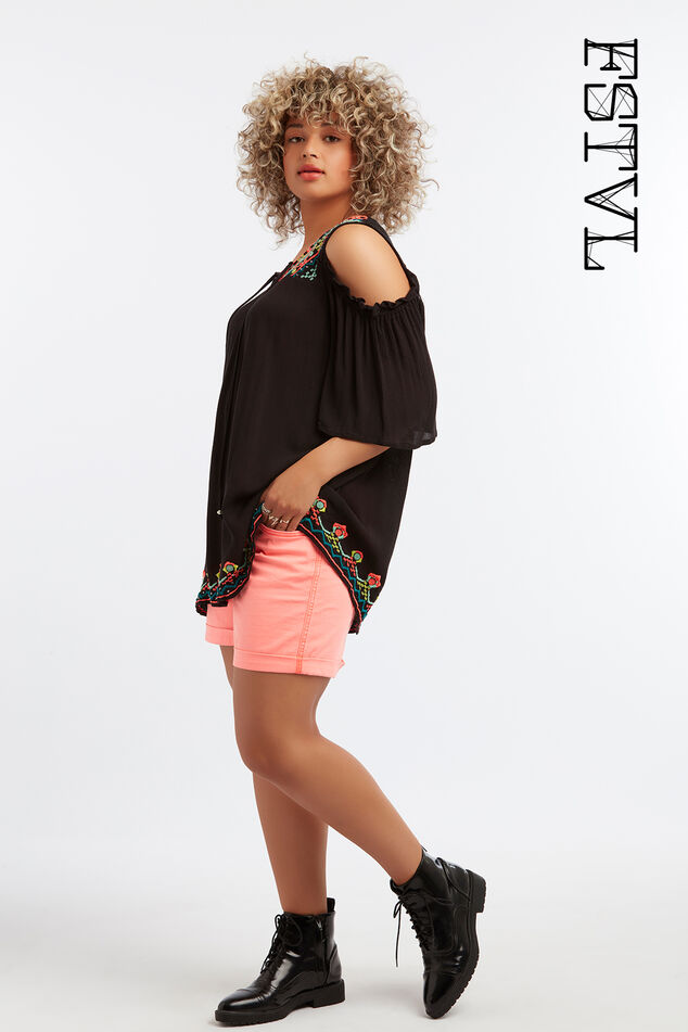 Short en sergé rose fluo image number 0