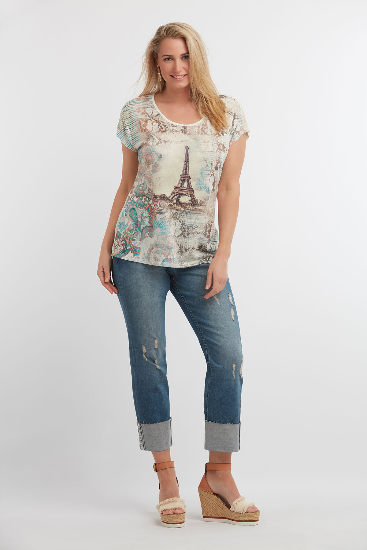 T-shirt &agrave; empi&egrave;cement imprim&eacute; image number 3