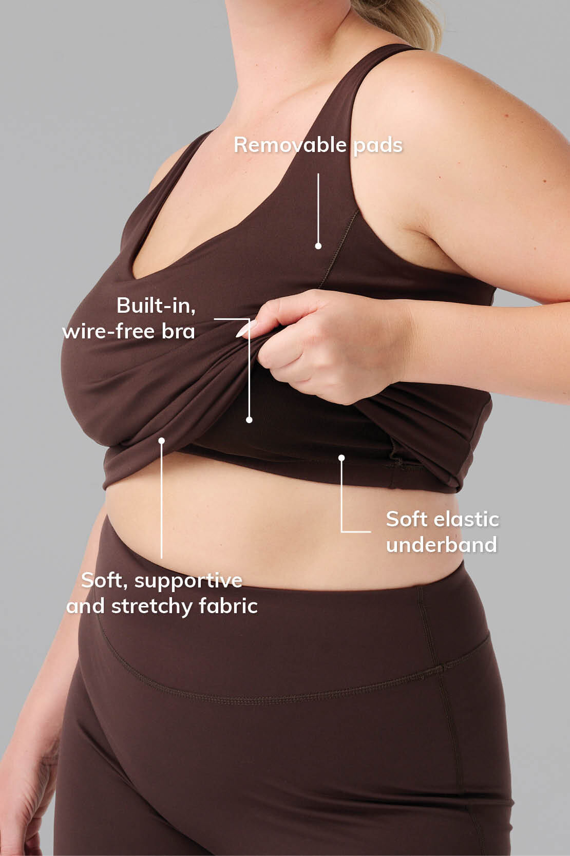 D&eacute;bardeur de sport avec soutien gorge int&eacute;gr&eacute;